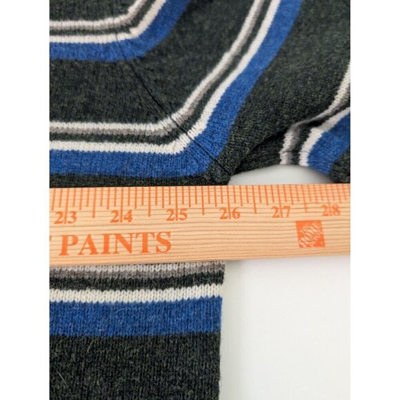 Paul Kehl Lambswool Stripe Sweater Mens Size XL Green 1/4 Zip Mock Neck Pullover - Picture 8 of 9